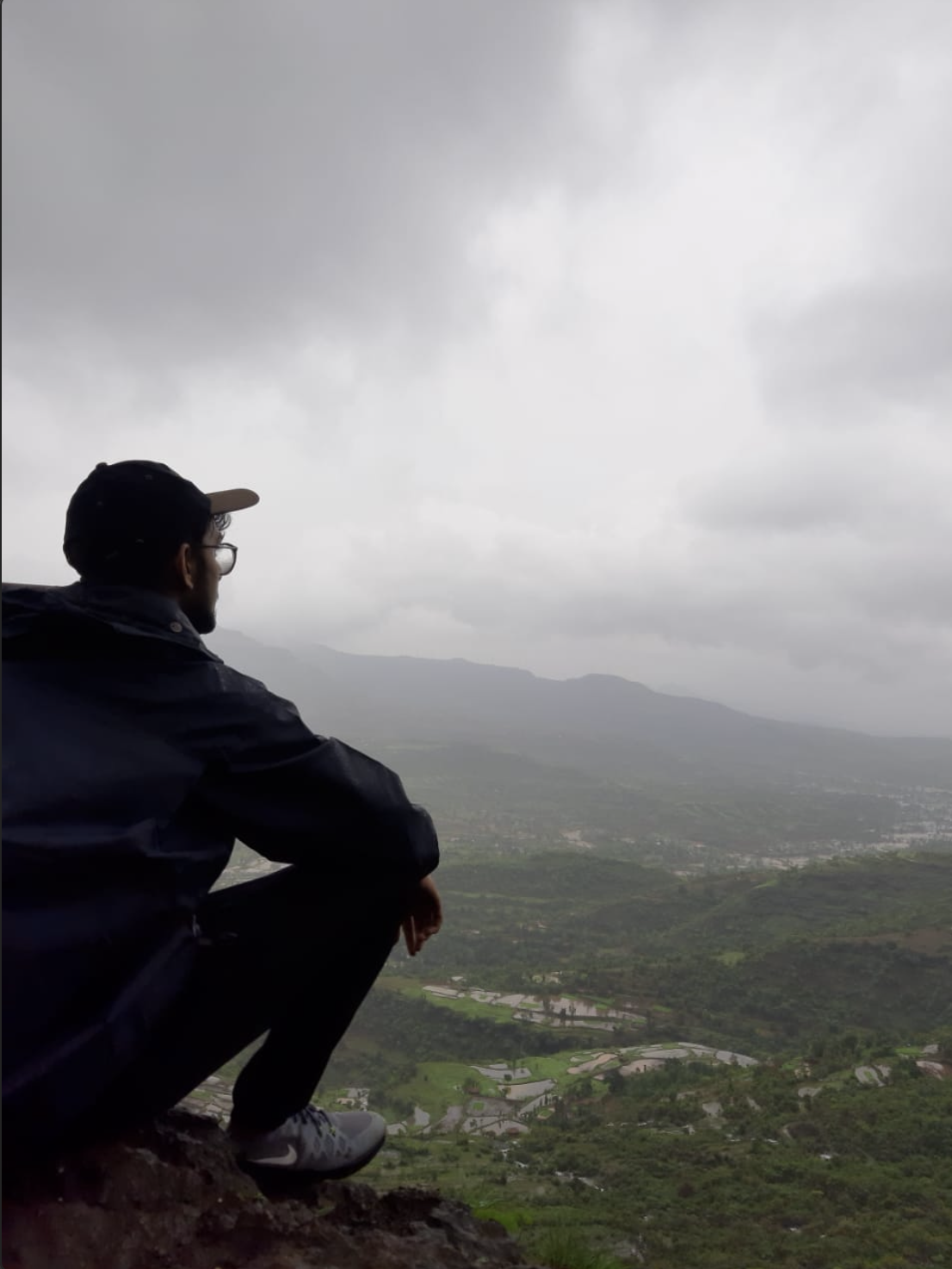 Sitting at the edge, looking out over the valley